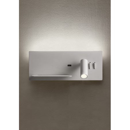 BROOK APPLIQUE TETE DE LIT / LISEUSE  AP LED 1x8W+1x3W USB 3000K LEFT WH (5.1.2)