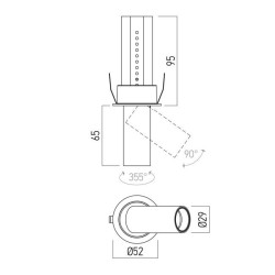 XSKATE ENCASTRE RETRACTABLE PROJ. 1x6W CRI.90 36dgr3000K IP40 NOIR (5.1.2) TRANSFO INCLUS