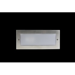 Route Encastré murale ENCASTRE PC E27 IP65 Acier brossé c/ cx.ENCASTRE Inclus