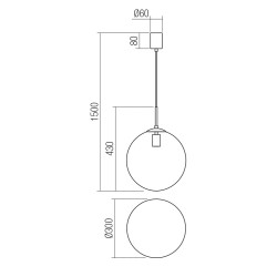GLOBAL SUSPENSION 1X42W E27 D300  NOIR  (5.1.1)
