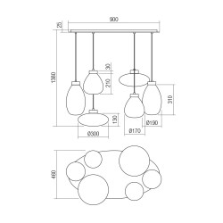 LUKE SUSPENSION 6X42W E27 NOIR (4.1.1)