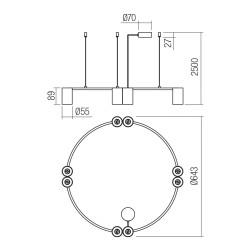 MODI SUSPENSION 8X10W GU10 ROND NOIR 4.1.1)