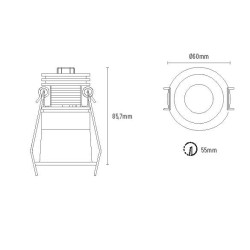 MINI SPOT ENCASTRE BIM BASSE LUMINANCE BLANC LED 10W IP65 4000K 36 DEGRES