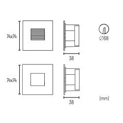 WAY ENCASTRÉ MURAL SYMETRIQUE 3W LED 3000K BLANC