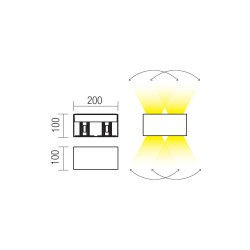 VARY APPLIQUE LED 4X5W IP54 BLANC 3000K