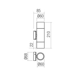 STAKE APPLIQUE GU10 2x7W IP65 LAITON NATUREL 210MM DOUBLE