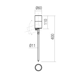 STAKE PIQUET H40 GU10 1x7W IP65 LAITON ANTIQUE 400MM SINGLE HEAD