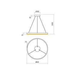 FEBE SUSPENSION LED ROND 37W 3000K D600 OR
