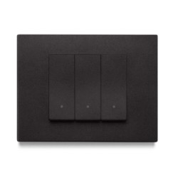 Interrupteur triples Vimar Linea touches alignées va-et-vient noir avec (ou sans) témoin led couleur au choix  techno polymere