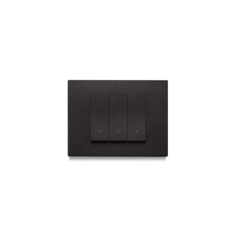 Interrupteur triples Vimar Linea touches alignées va-et-vient noir avec (ou sans) témoin led couleur au choix  techno polymere