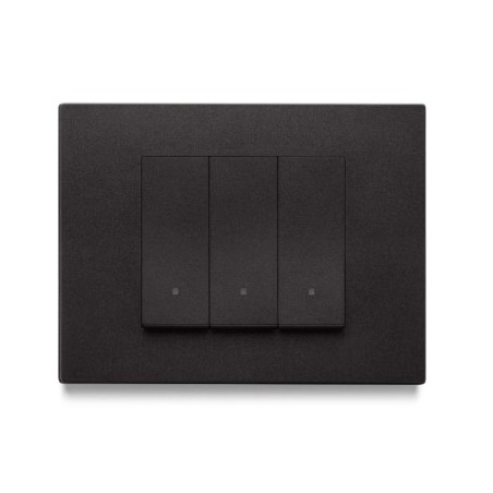 Interrupteur triples Vimar Linea touches alignées va-et-vient noir avec (ou sans) témoin led couleur au choix  techno polymere