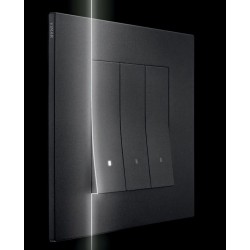 Interrupteur triples Vimar Linea touches alignées va-et-vient noir avec (ou sans) témoin led couleur au choix  techno polymere