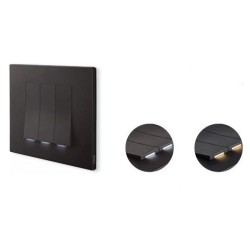 Interrupteur triples Vimar Linea faisceau lumineux vertical noir avec (ou sans) témoin led couleur au choix techno polymere