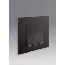 Interrupteur triples Vimar Linea faisceau lumineux vertical noir avec (ou sans) témoin led couleur au choix techno polymere