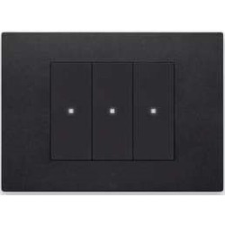 Interrupteur triples Vimar Linea noir avec touches axiales avec (ou sans) témoin lumineux led couleur au choix  techno polymere
