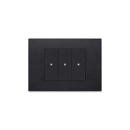 Interrupteur triples Vimar Linea noir avec touches axiales avec (ou sans) témoin lumineux led couleur au choix  techno polymere