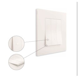Interrupteur triples Vimar Linea blanc touches alignées va-et-vient avec (ou sans) témoin led couleur au choix  techno polymere