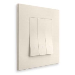 Interrupteur triples Vimar Linea chanvre alignées va-et-vient avec (ou sans) témoin led couleur au choix techno-polymère