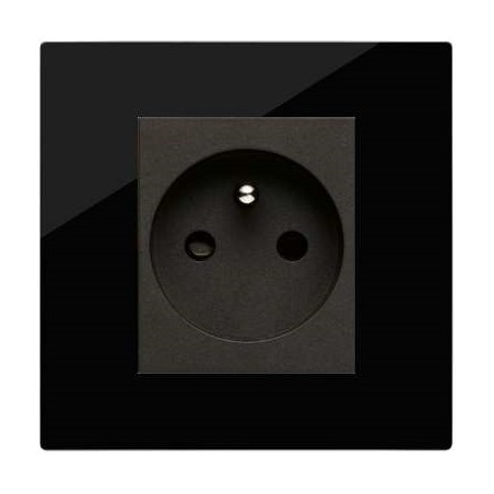 Prise Plate Vimar SICURY 2P+T 16A FR standard français noir techno polymere, 2 modules, prof: 30.4 mm Linea
