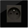 Prise Plate Vimar SICURY 2P+T 16A FR standard français noir techno polymere, 2 modules, prof: 30.4 mm Linea