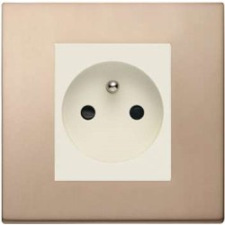 Prise Plate Vimar SICURY 2P+T 16A FR standard français bronze, 2 modules, prof: 30.4 mm Linea