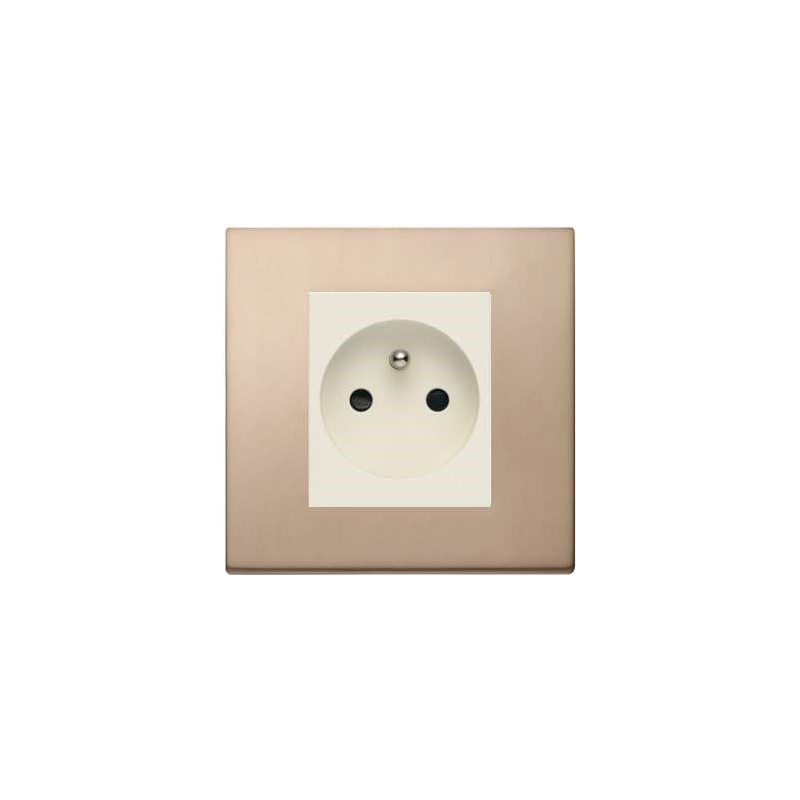 Prise Plate Vimar SICURY 2P+T 16A FR standard français bronze, 2 modules, prof: 30.4 mm Linea