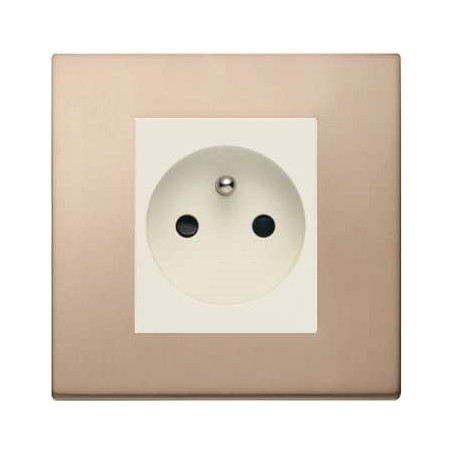 Prise Plate Vimar SICURY 2P+T 16A FR standard français bronze, 2 modules, prof: 30.4 mm Linea
