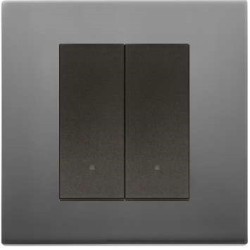 Interrupteur Vimar Linea va-et-vient double en métal couleur inox satiné  avec (ou sans) témoin lumineux led couleur au choix