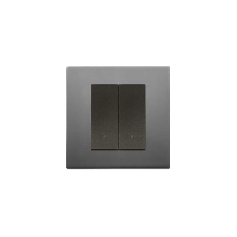 Interrupteur Vimar Linea va-et-vient double en métal couleur inox satiné  avec (ou sans) témoin lumineux led couleur au choix