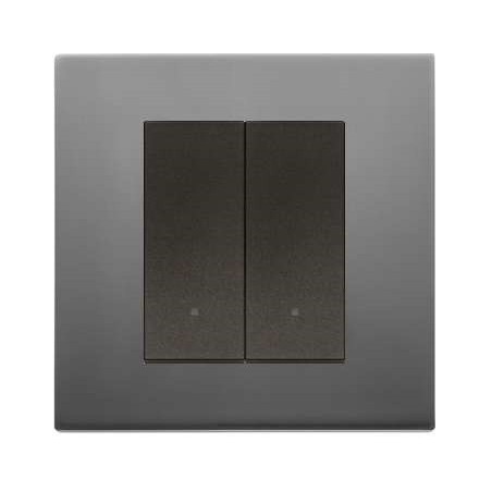 Interrupteur Vimar Linea va-et-vient double en métal couleur inox satiné  avec (ou sans) témoin lumineux led couleur au choix