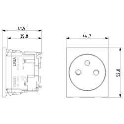 Prise Linea plate double Vimar SICURY 2P+T 16A FR standard français noir techno polymere, 2+2 modules, entraxe 71 mm Linea