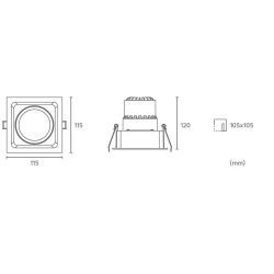 Versatis-SQ Downlight Carré orientable LED 15°/25°/40º NOIR 18W 2700K/3000K/4000K/5000K -1550Lm/1700Lm