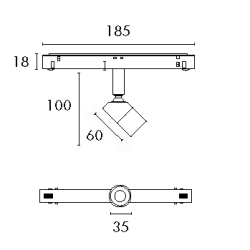 MIKRO -06 - Magnetic 48V - LED COB - 6W - CCT (2700-3000-4000)K - Dimm. DALI 48V - Couleur Noir