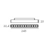 LINE 12 –  - Magnetic 48V - LED SMD - 12W - CCT (2700-3000-4000)K - ON-OFF 48V - Couleur Noir