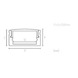 KIT PROFILE SAILLIE EN ALUMINIUM DIFFUSEUR POLYCARBONATE OPALE (17x9x2000mm)
